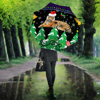 Malaysia Christmas Umbrella with Tiger Santa Hat Snowflakes and Holiday Tree Pattern - Wonder Print Shop