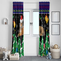 Malaysia Christmas Window Curtain with Tiger Santa Hat Snowflakes and Holiday Tree Pattern - Wonder Print Shop