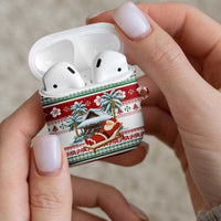 Maldives Christmas AirPods Case with Santa Claus Hammock Palm Trees and Tropical - Wonder Print Shop