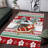 Maldives Christmas Area Rug with Santa Claus Hammock Palm Trees and Tropical - Wonder Print Shop