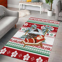 Maldives Christmas Area Rug with Santa Claus Hammock Palm Trees and Tropical - Wonder Print Shop