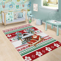 Maldives Christmas Area Rug with Santa Claus Hammock Palm Trees and Tropical - Wonder Print Shop