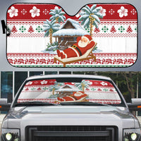 Maldives Christmas Auto Sun Shade with Santa Claus Hammock Palm Trees and Tropical - Wonder Print Shop