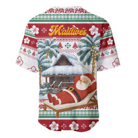 Maldives Christmas Baseball Jersey with Santa Claus Hammock Palm Trees and Tropical - Wonder Print Shop