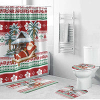 Maldives Christmas Bathroom Set with Santa Claus Hammock Palm Trees and Tropical - Wonder Print Shop