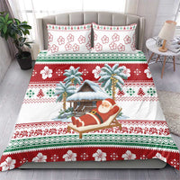 Maldives Christmas Bedding Set with Santa Claus Hammock Palm Trees and Tropical - Wonder Print Shop