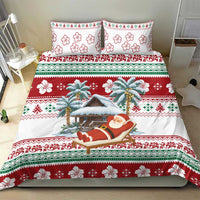 Maldives Christmas Bedding Set with Santa Claus Hammock Palm Trees and Tropical - Wonder Print Shop
