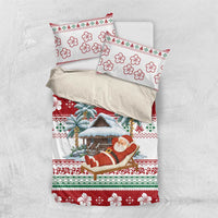 Maldives Christmas Bedding Set with Santa Claus Hammock Palm Trees and Tropical - Wonder Print Shop