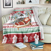 Maldives Christmas Blanket with Santa Claus Hammock Palm Trees and Tropical - Wonder Print Shop