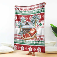 Maldives Christmas Blanket with Santa Claus Hammock Palm Trees and Tropical - Wonder Print Shop
