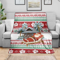 Maldives Christmas Blanket with Santa Claus Hammock Palm Trees and Tropical - Wonder Print Shop