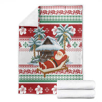 Maldives Christmas Blanket with Santa Claus Hammock Palm Trees and Tropical - Wonder Print Shop