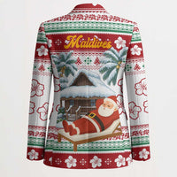 Maldives Christmas Blazer with Santa Claus Hammock Palm Trees and Tropical - Wonder Print Shop