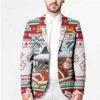 Maldives Christmas Blazer with Santa Claus Hammock Palm Trees and Tropical - Wonder Print Shop