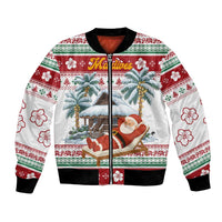 Maldives Christmas Bomber Jacket with Santa Claus Hammock Palm Trees and Tropical - Wonder Print Shop