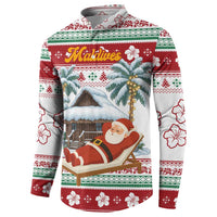 Maldives Christmas Button Sweatshirt with Santa Claus Hammock Palm Trees and Tropical - Wonder Print Shop