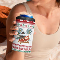 Maldives Christmas 4 in 1 Can Cooler Tumbler with Santa Claus Hammock Palm Trees and Tropical - Wonder Print Shop