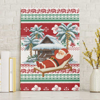 Maldives Christmas Canvas Wall Art with Santa Claus Hammock Palm Trees and Tropical - Wonder Print Shop