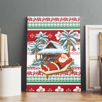 Maldives Christmas Canvas Wall Art with Santa Claus Hammock Palm Trees and Tropical - Wonder Print Shop