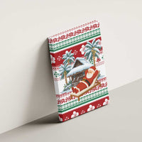 Maldives Christmas Canvas Wall Art with Santa Claus Hammock Palm Trees and Tropical - Wonder Print Shop