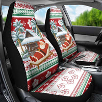 Maldives Christmas Car Seat Cover with Santa Claus Hammock Palm Trees and Tropical - Wonder Print Shop