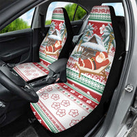 Maldives Christmas Car Seat Cover with Santa Claus Hammock Palm Trees and Tropical - Wonder Print Shop