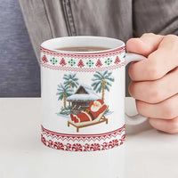 Maldives Christmas Ceramic Mug with Santa Claus Hammock Palm Trees and Tropical - Wonder Print Shop