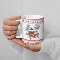 Maldives Christmas Ceramic Mug with Santa Claus Hammock Palm Trees and Tropical - Wonder Print Shop