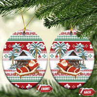 Maldives Christmas Ceramic Ornament with Santa Claus Hammock Palm Trees and Tropical - Wonder Print Shop