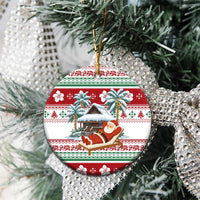 Maldives Christmas Ceramic Ornament with Santa Claus Hammock Palm Trees and Tropical - Wonder Print Shop