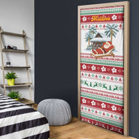 Maldives Christmas Door Cover with Santa Claus Hammock Palm Trees and Tropical - Wonder Print Shop