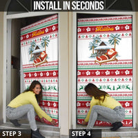 Maldives Christmas Door Cover with Santa Claus Hammock Palm Trees and Tropical - Wonder Print Shop