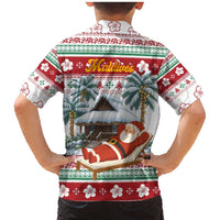 Maldives Christmas Family Matching Mermaid Dress and Hawaiian Shirt with Santa Claus Hammock Palm Trees and Tropical - Wonder Print Shop