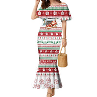 Maldives Christmas Family Matching Mermaid Dress and Hawaiian Shirt with Santa Claus Hammock Palm Trees and Tropical - Wonder Print Shop
