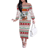 Maldives Christmas Family Matching Off The Shoulder Long Sleeve Dress and Hawaiian Shirt with Santa Claus Hammock Palm Trees and Tropical - Wonder Print Shop