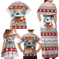 Maldives Christmas Family Matching Off Shoulder Maxi Dress and Hawaiian Shirt with Santa Claus Hammock Palm Trees and Tropical - Wonder Print Shop
