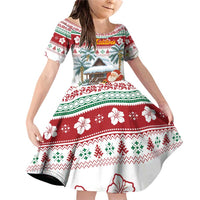 Maldives Christmas Family Matching Off Shoulder Short Dress and Hawaiian Shirt with Santa Claus Hammock Palm Trees and Tropical - Wonder Print Shop