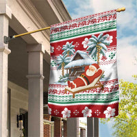 Maldives Christmas Garden Flag with Santa Claus Hammock Palm Trees and Tropical - Wonder Print Shop