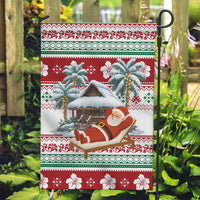 Maldives Christmas Garden Flag with Santa Claus Hammock Palm Trees and Tropical - Wonder Print Shop