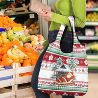 Maldives Christmas Grocery Bag with Santa Claus Hammock Palm Trees and Tropical - Wonder Print Shop