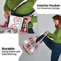 Maldives Christmas Grocery Bag with Santa Claus Hammock Palm Trees and Tropical - Wonder Print Shop