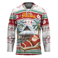 Maldives Christmas Hockey Jersey with Santa Claus Hammock Palm Trees and Tropical - Wonder Print Shop