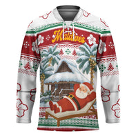 Maldives Christmas Hockey Jersey with Santa Claus Hammock Palm Trees and Tropical - Wonder Print Shop