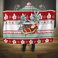 Maldives Christmas Hooded Blanket with Santa Claus Hammock Palm Trees and Tropical - Wonder Print Shop