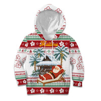 Maldives Christmas Kid Hoodie with Santa Claus Hammock Palm Trees and Tropical - Wonder Print Shop