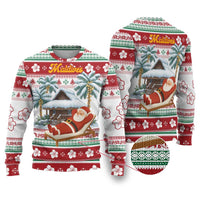 Maldives Christmas Ugly Christmas Sweater with Santa Claus Hammock Palm Trees and Tropical - Wonder Print Shop