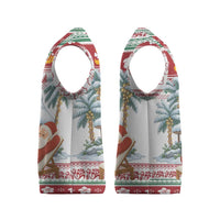 Maldives Christmas Knitted V-Neck Vest with Santa Claus Hammock Palm Trees and Tropical - Wonder Print Shop