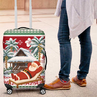 Maldives Christmas Luggage Cover with Santa Claus Hammock Palm Trees and Tropical - Wonder Print Shop