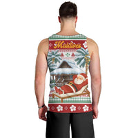 Maldives Christmas Men Tank Top with Santa Claus Hammock Palm Trees and Tropical - Wonder Print Shop