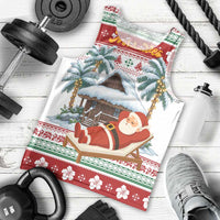 Maldives Christmas Men Tank Top with Santa Claus Hammock Palm Trees and Tropical - Wonder Print Shop